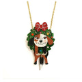 Dog in A Christmas Wreath Necklace by Laliblue