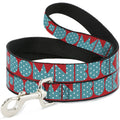 Dog Leash - BUCKLE - DOWN Shapes Red/Dot Turquoise/White - Che Cose Belle