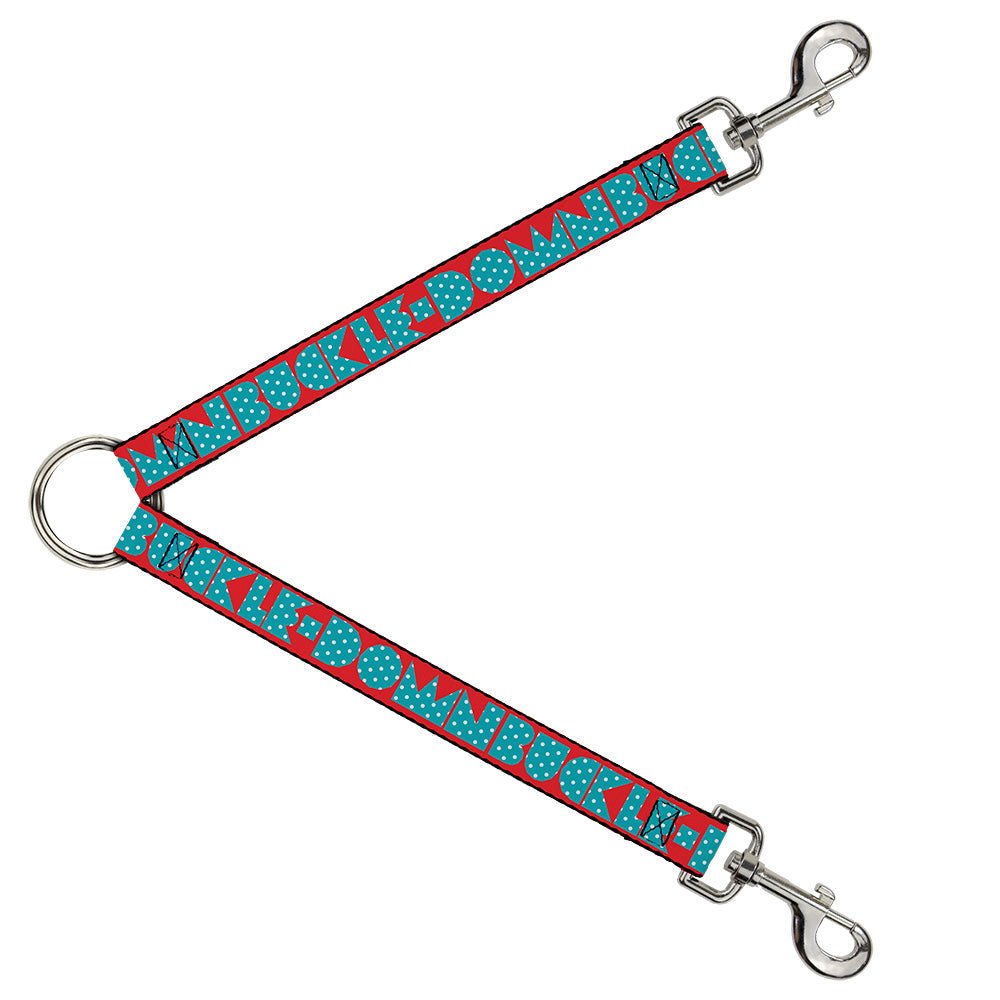 Dog Leash Splitter - BUCKLE - DOWN Shapes Red/Dot Turquoise/White - Che Cose Belle