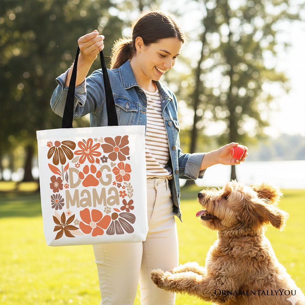 Dog Mama Boho Floral Canvas Tote Bag, Gift Shopper for Proud and Stylish Pet Lovers - Che Cose Belle