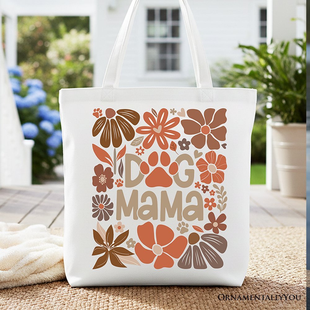 Dog Mama Boho Floral Canvas Tote Bag, Gift Shopper for Proud and Stylish Pet Lovers - Che Cose Belle