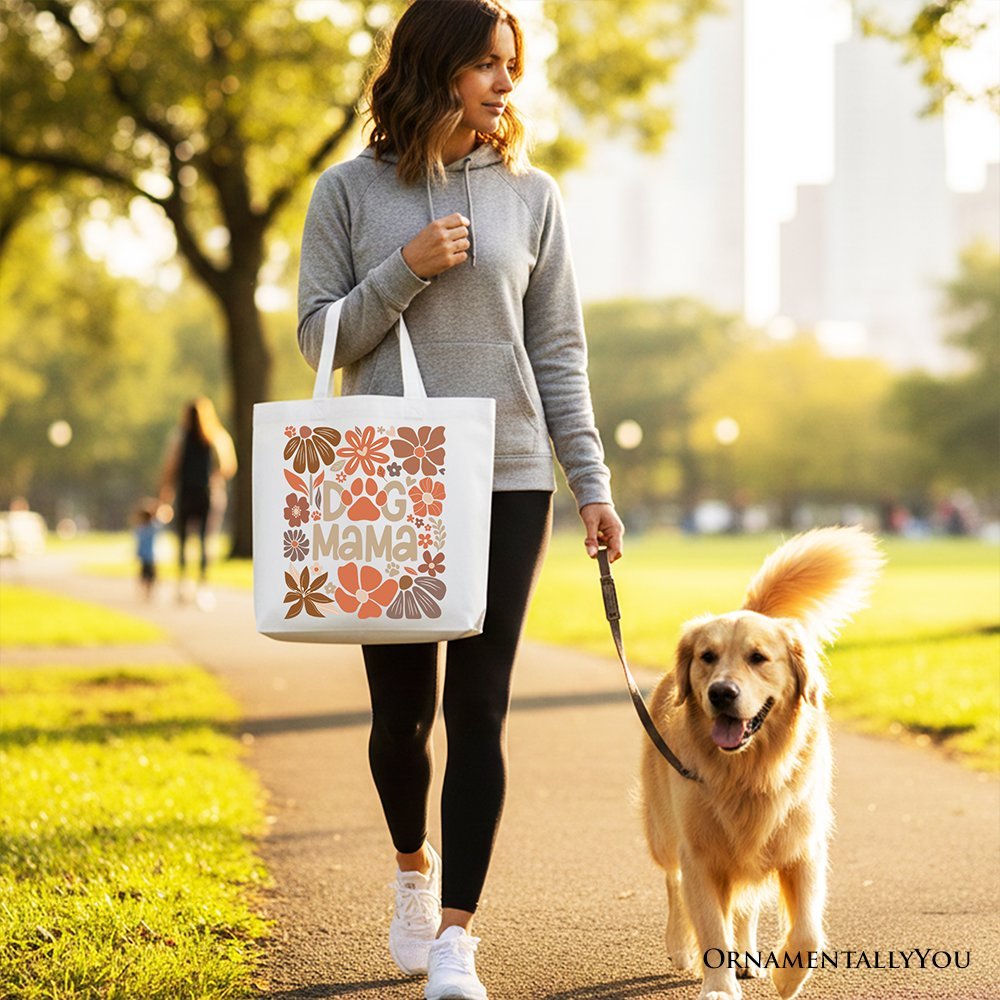 Dog Mama Boho Floral Canvas Tote Bag, Gift Shopper for Proud and Stylish Pet Lovers - Che Cose Belle