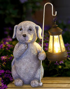 Dog Statue with Solar Lantern - Outdoor Decor Dog Figurines for Garden Lawn Patio Balcony, Outdoor Statues Unique Gifts for Women Moms Grandma - Che Cose Belle