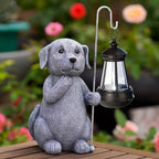 Dog Statue with Solar Lantern - Outdoor Decor Dog Figurines for Garden Lawn Patio Balcony, Outdoor Statues Unique Gifts for Women Moms Grandma - Che Cose Belle