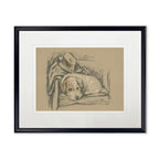 Dog with Hat Sketch Print in Black Frame - Che Cose Belle