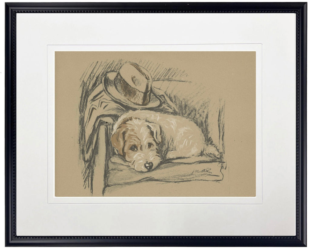 Dog with Hat Sketch Print in Black Frame - Che Cose Belle