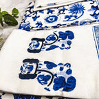 Chinoiserie Tea Towels 100% Cotton Oversized Embroidered Dish Towels Tassels