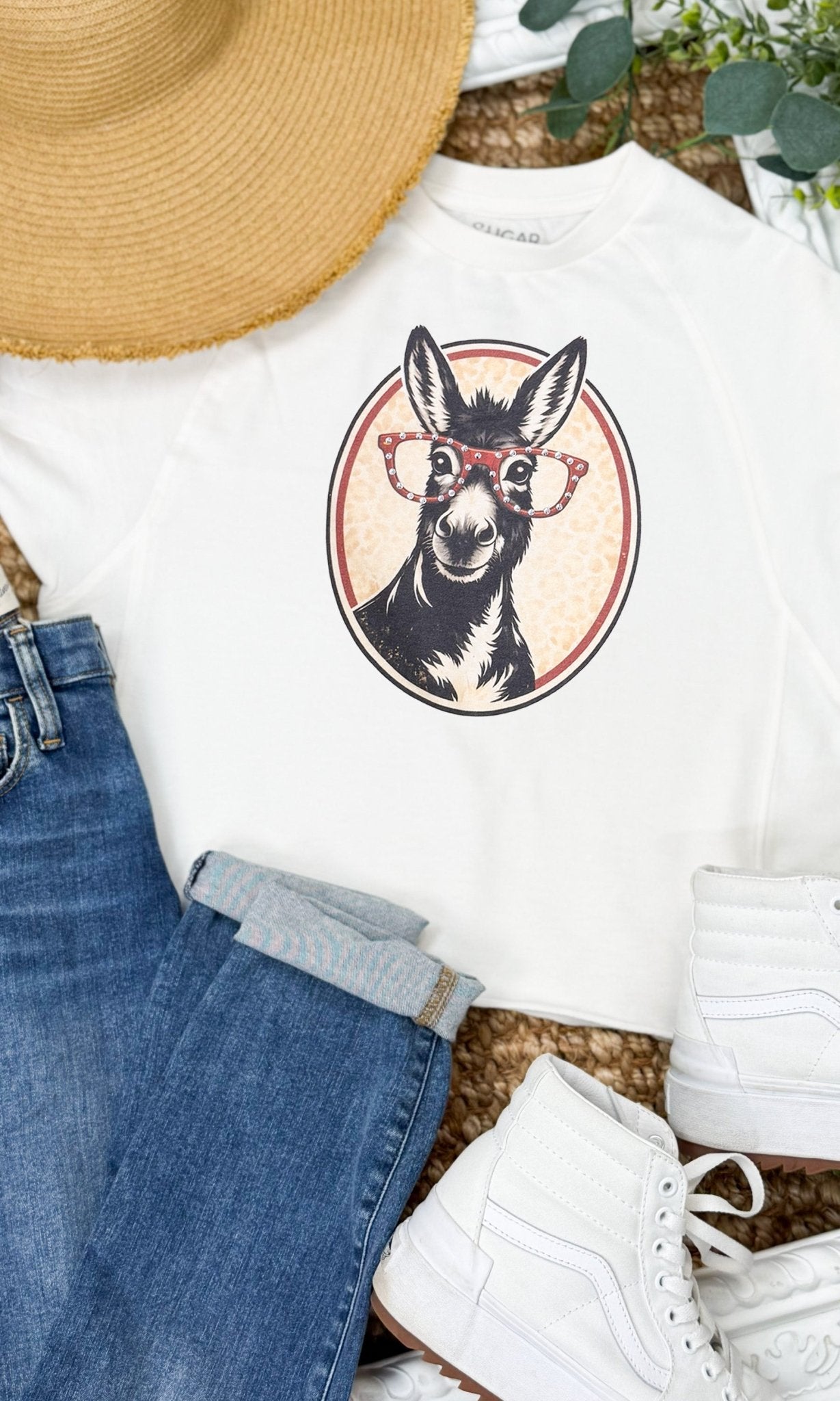 Donkey with Rhinestone Specs Graphic Edgy Shirt - Che Cose Belle