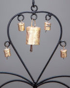 Double Heart Chime hanging brass bells for wall decor - Che Cose Belle