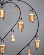 Double Heart Chime hanging brass bells for wall decor - Che Cose Belle
