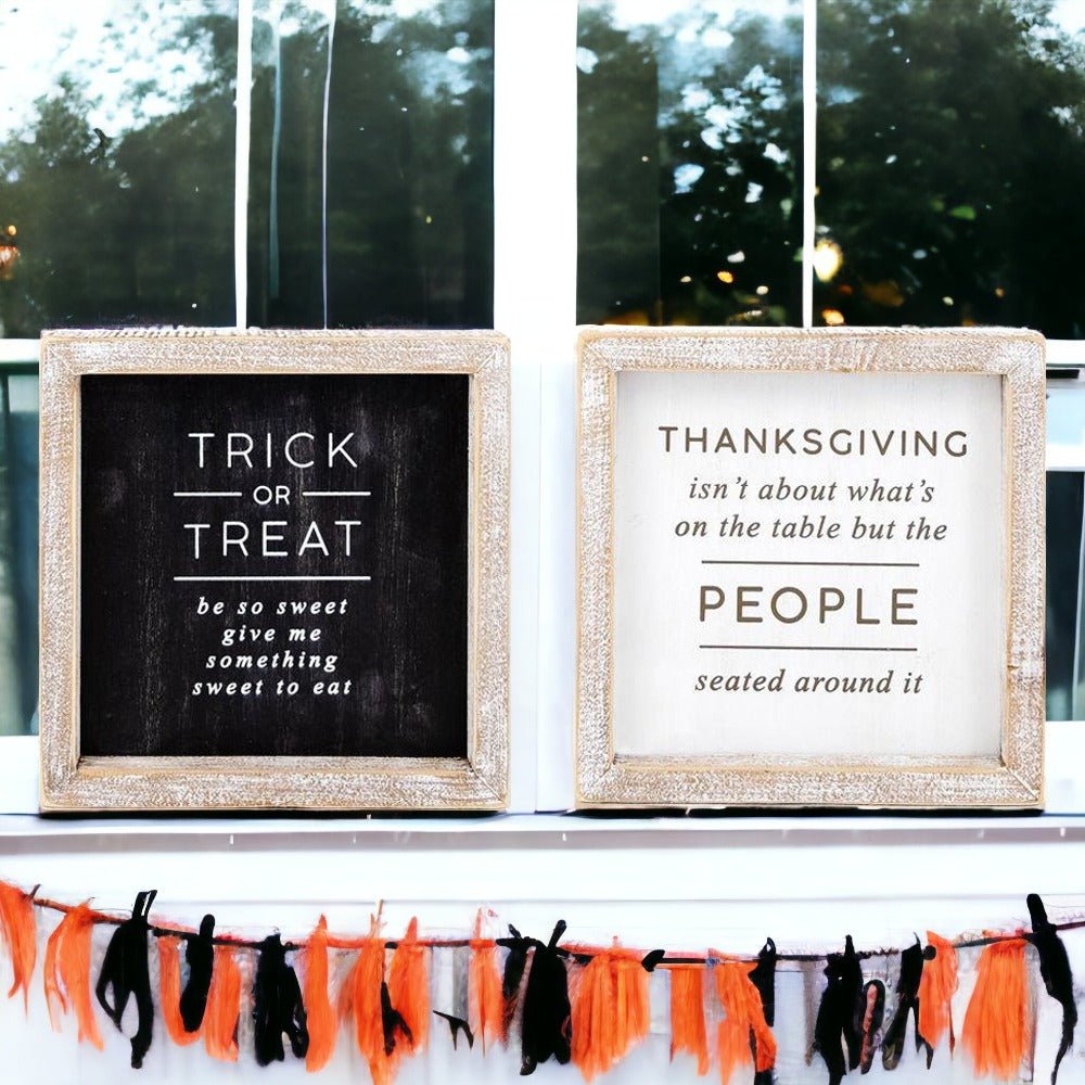 Double-Sided Halloween To Thanksgiving Reversible Porch Sign 2-in-1 Fall Decor - Che Cose Belle