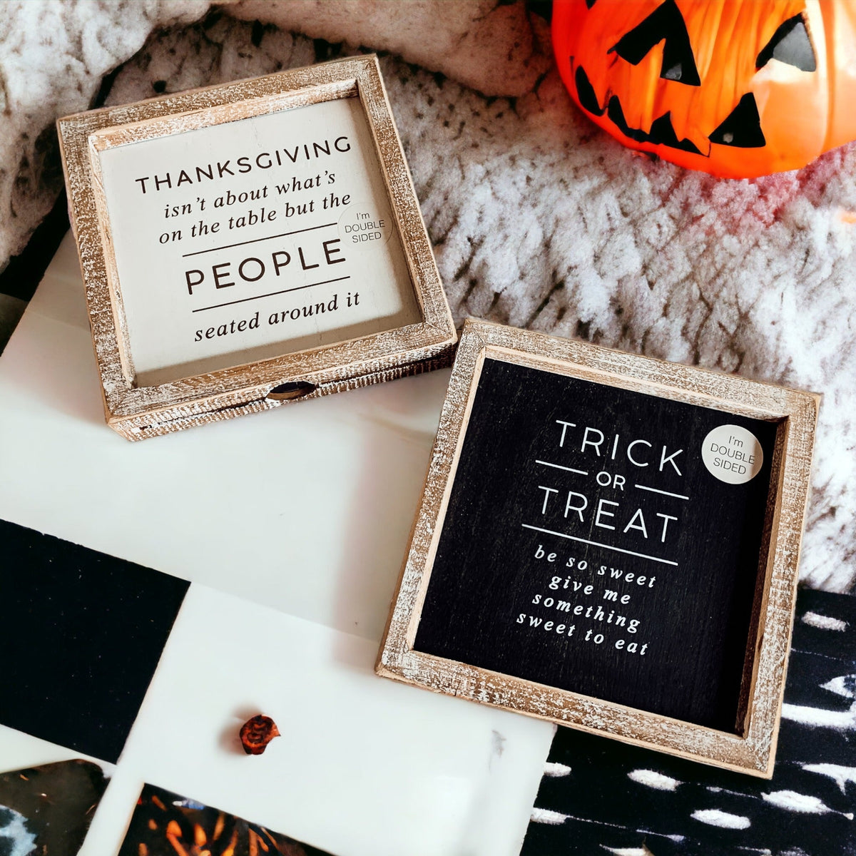 Double-Sided Halloween To Thanksgiving Reversible Porch Sign 2-in-1 Fall Decor - Che Cose Belle