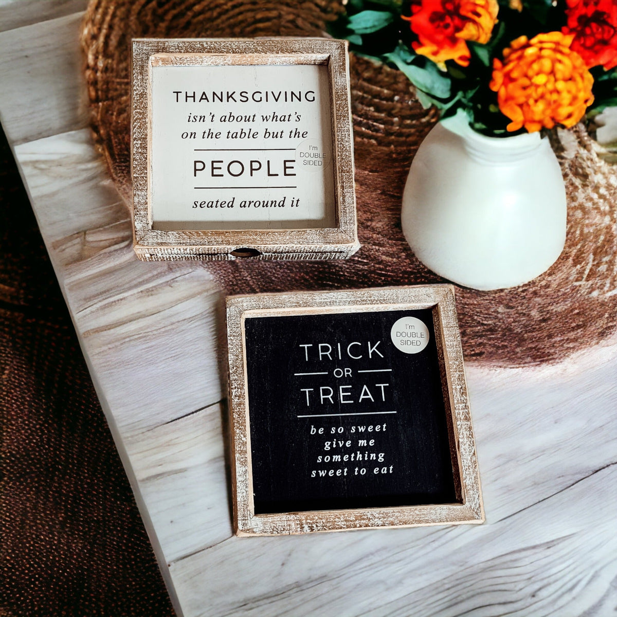 Double-Sided Halloween To Thanksgiving Reversible Porch Sign 2-in-1 Fall Decor - Che Cose Belle