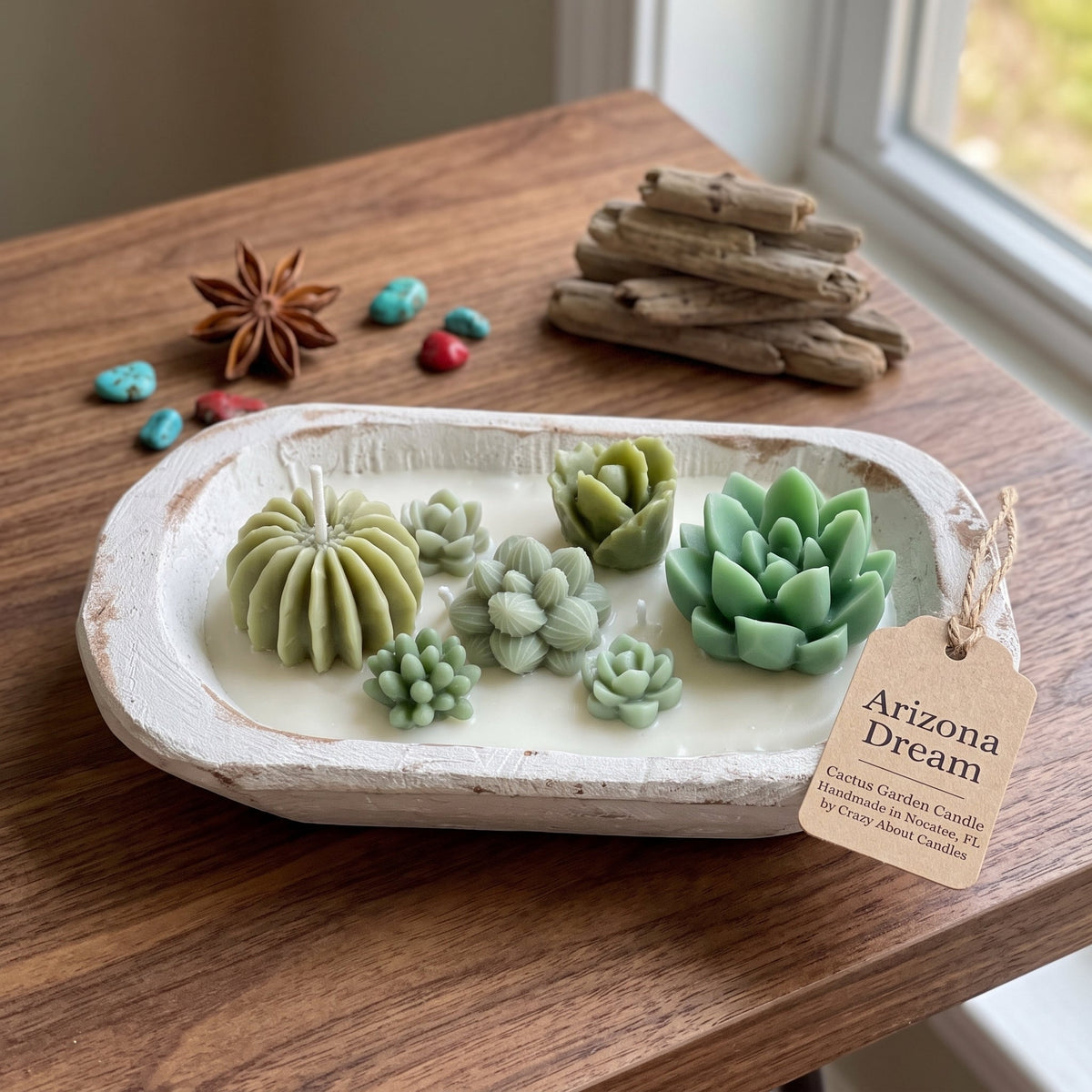 Dough Bowl Candle | Soy Wax Bowl Candle | Cactus Candle - Che Cose Belle