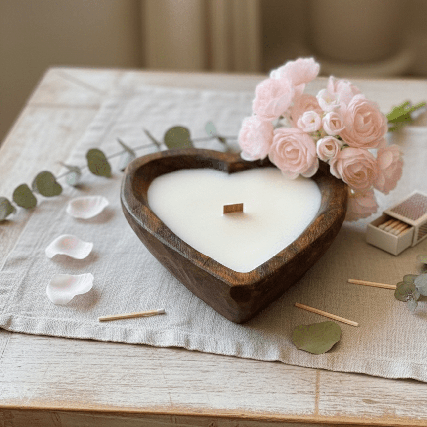 Dough Bowl Candle | Soy Wax Candle | Heart Bowl Candle - Che Cose Belle