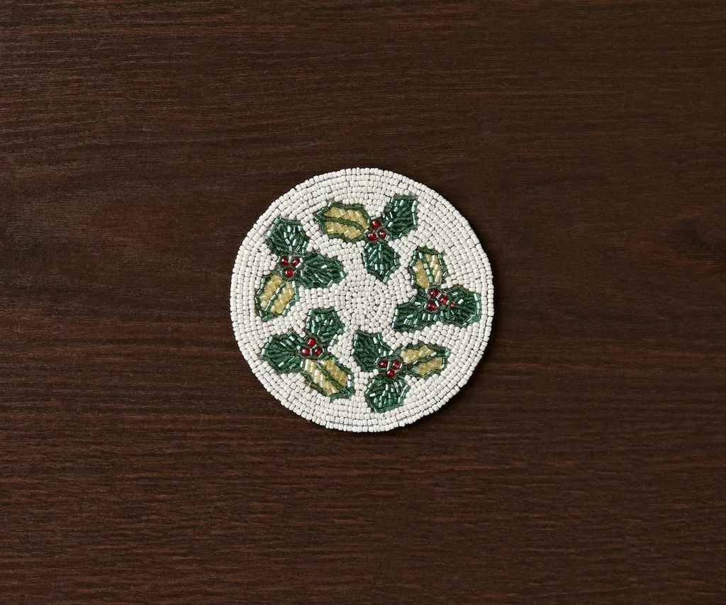 Handmade Beaded Holiday Coaster – Christmas Table Decor by Payton James