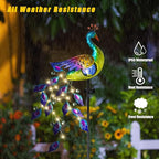 DREAMSOUL Solar Garden Lights Outdoor, Metal Peacock Decor Solar Lights Garden Stakes with Led String Lights, Waterproof Crackle Glass Ball Landscape Path Light for Lawn Patio - Che Cose Belle