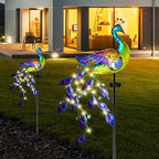 DREAMSOUL Solar Garden Lights Outdoor, Metal Peacock Decor Solar Lights Garden Stakes with Led String Lights, Waterproof Crackle Glass Ball Landscape Path Light for Lawn Patio - Che Cose Belle