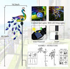 DREAMSOUL Solar Garden Lights Outdoor, Metal Peacock Decor Solar Lights Garden Stakes with Led String Lights, Waterproof Crackle Glass Ball Landscape Path Light for Lawn Patio - Che Cose Belle