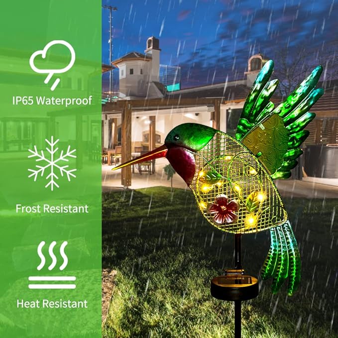 dreamysoul Outdoor Solar Garden Lights, Metal Hummingbird Garden Stake Lights for Outdoor Garden Patio Yard Pathway - Che Cose Belle