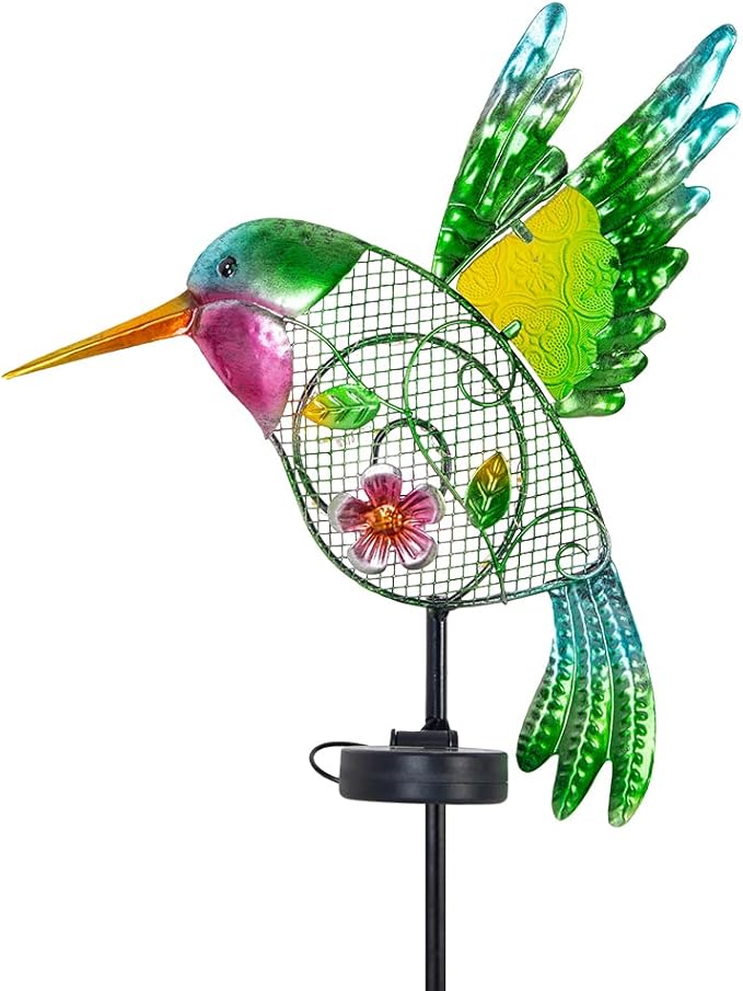 dreamysoul Outdoor Solar Garden Lights, Metal Hummingbird Garden Stake Lights for Outdoor Garden Patio Yard Pathway - Che Cose Belle