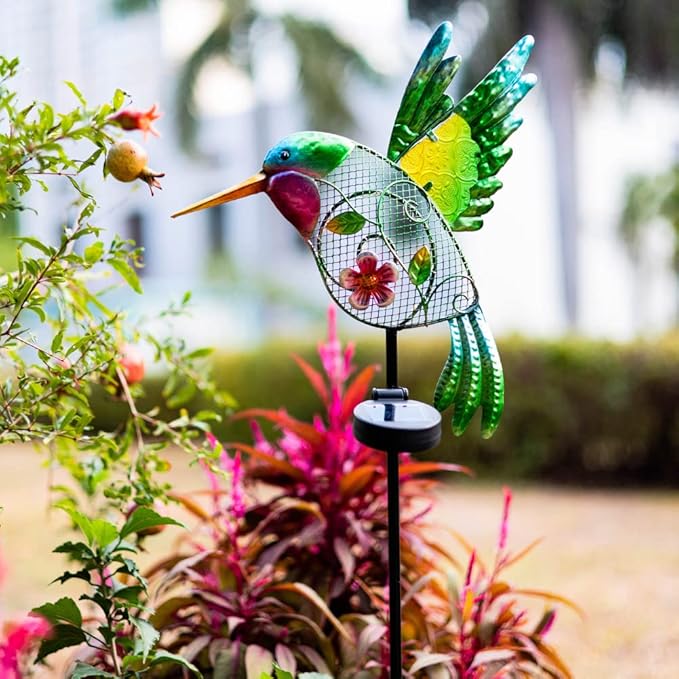 dreamysoul Outdoor Solar Garden Lights, Metal Hummingbird Garden Stake Lights for Outdoor Garden Patio Yard Pathway - Che Cose Belle