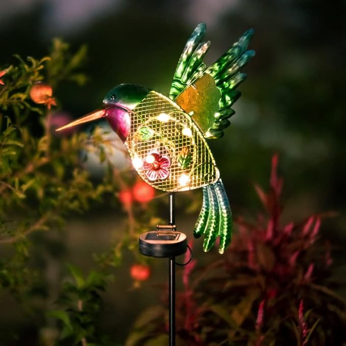 dreamysoul Outdoor Solar Garden Lights, Metal Hummingbird Garden Stake Lights for Outdoor Garden Patio Yard Pathway - Che Cose Belle
