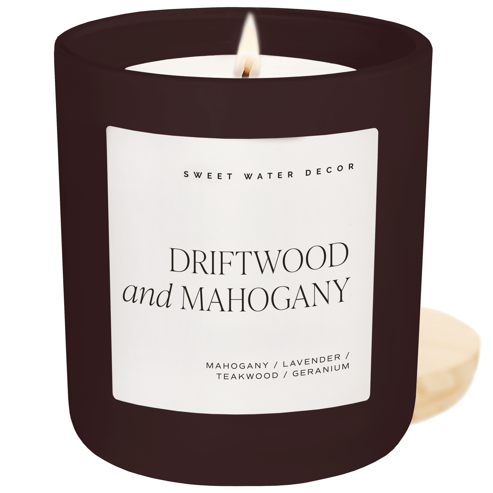 Driftwood and Mahogany Soy Candle - Brown Matte Jar - 15 oz - Che Cose Belle