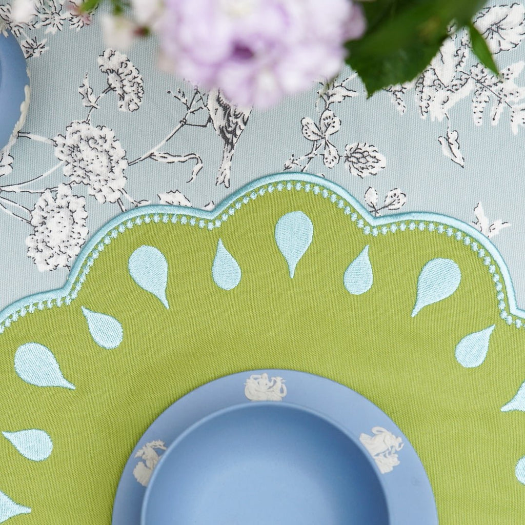 DROPLET GREEN ROUND FABRIC PLACEMAT (Set Of 4) - Che Cose Belle