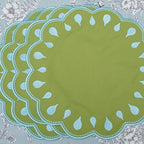 DROPLET GREEN ROUND FABRIC PLACEMAT (Set Of 4) - Che Cose Belle