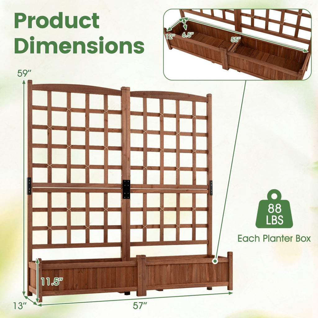 Dual Raised Garden Bed with Trellis and Drainage Holes - Che Cose Belle