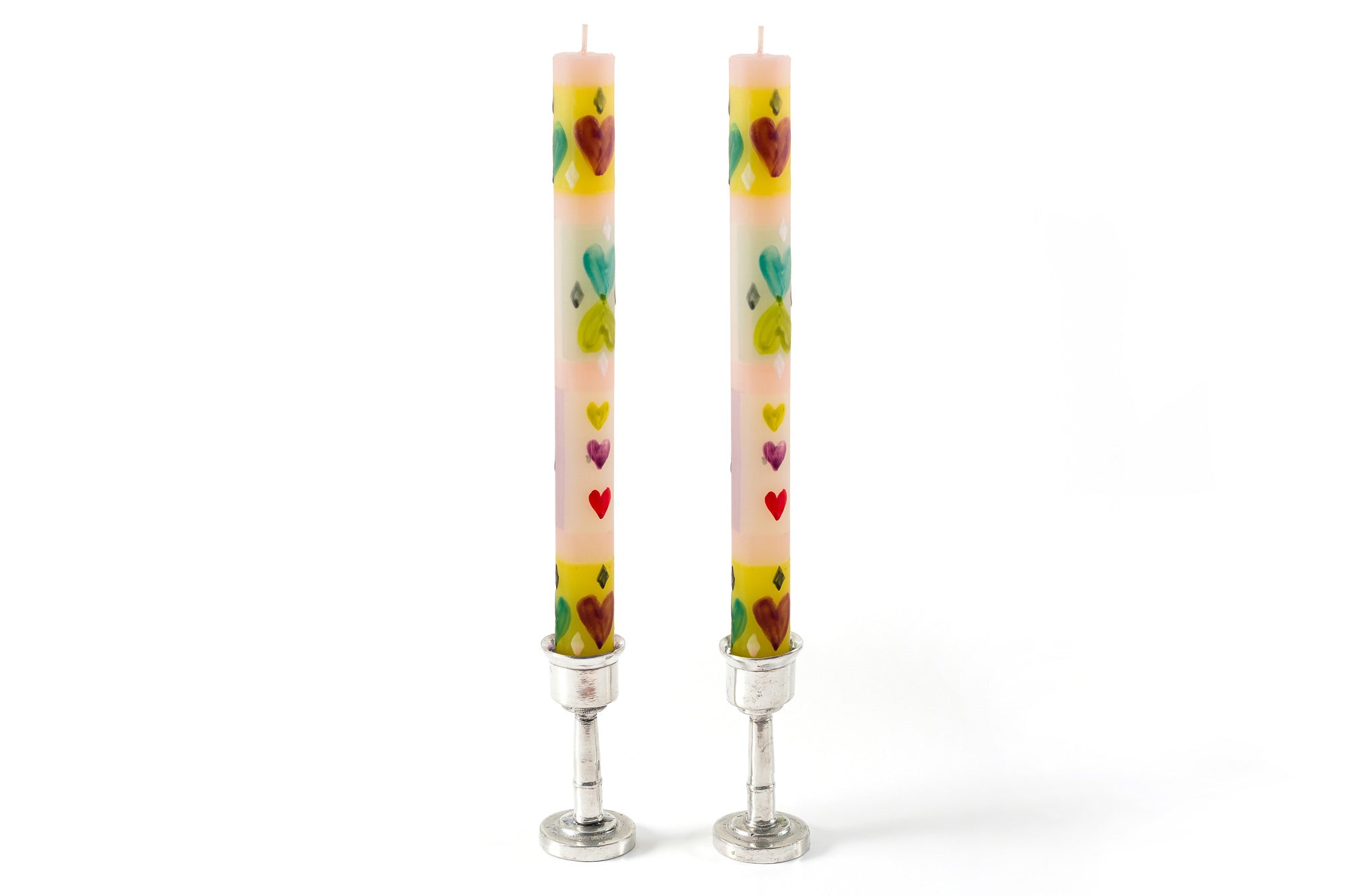 Pastel Hearts Painted Candles