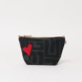 XLarge Convertible Pouch - Safari Kuba with Beaded Red Heart with Medium Leather Strap