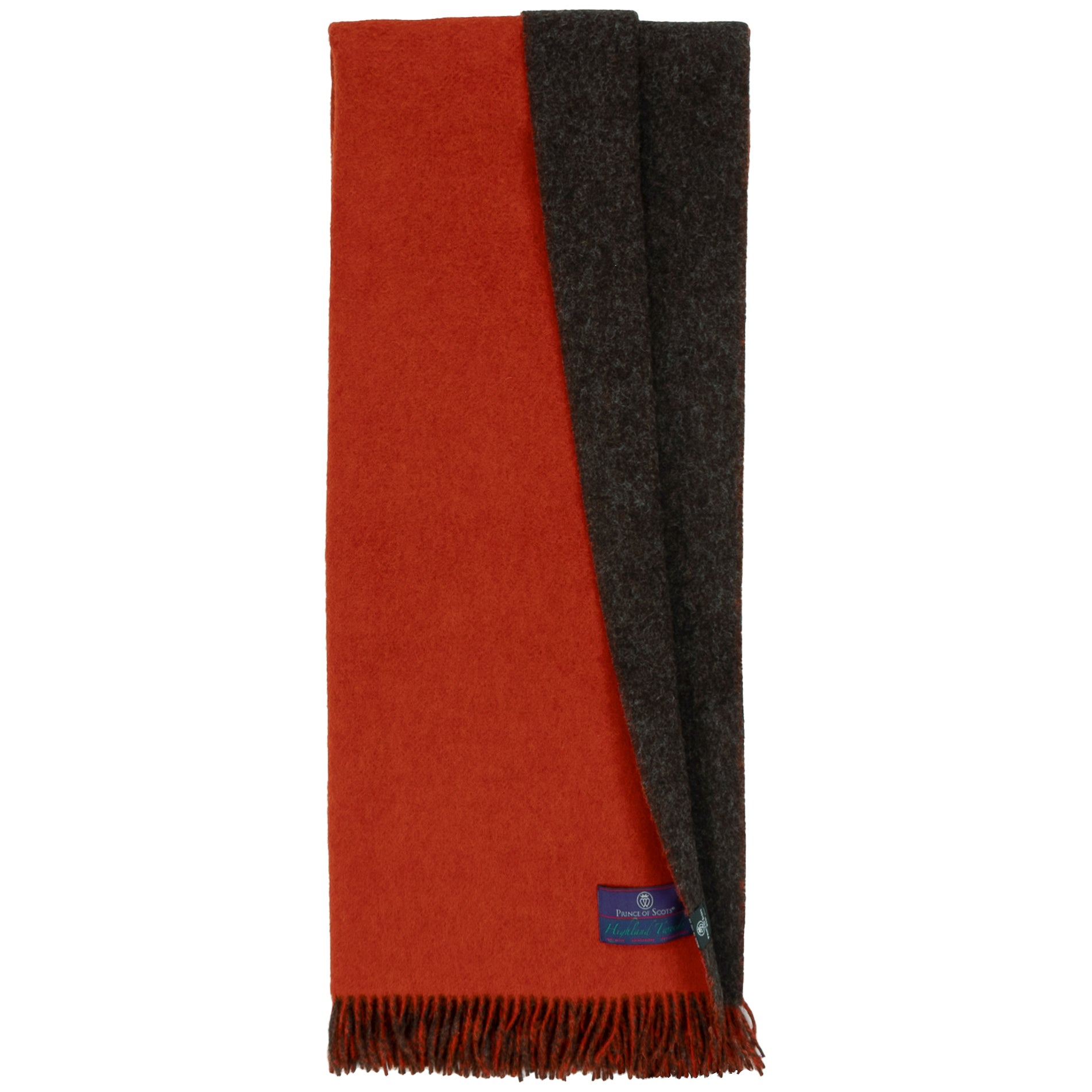 Highland Tweeds Reversible Double Cloth Throw - Orange/Brown