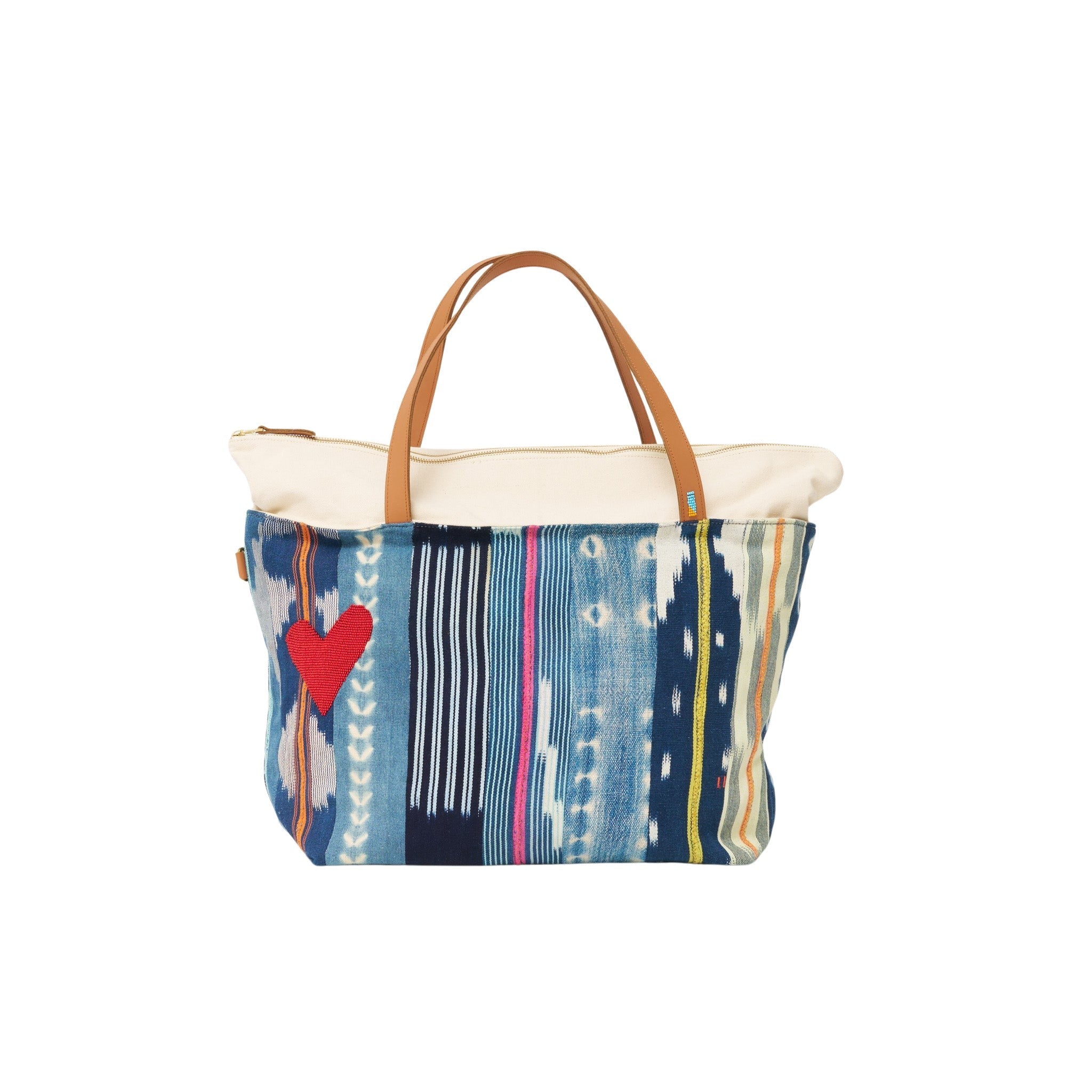 Baule Adventure Tote with Red Beaded Heart