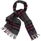 Heritage Plaid Fringed Merino Wool Scarf - Cambridge Grey