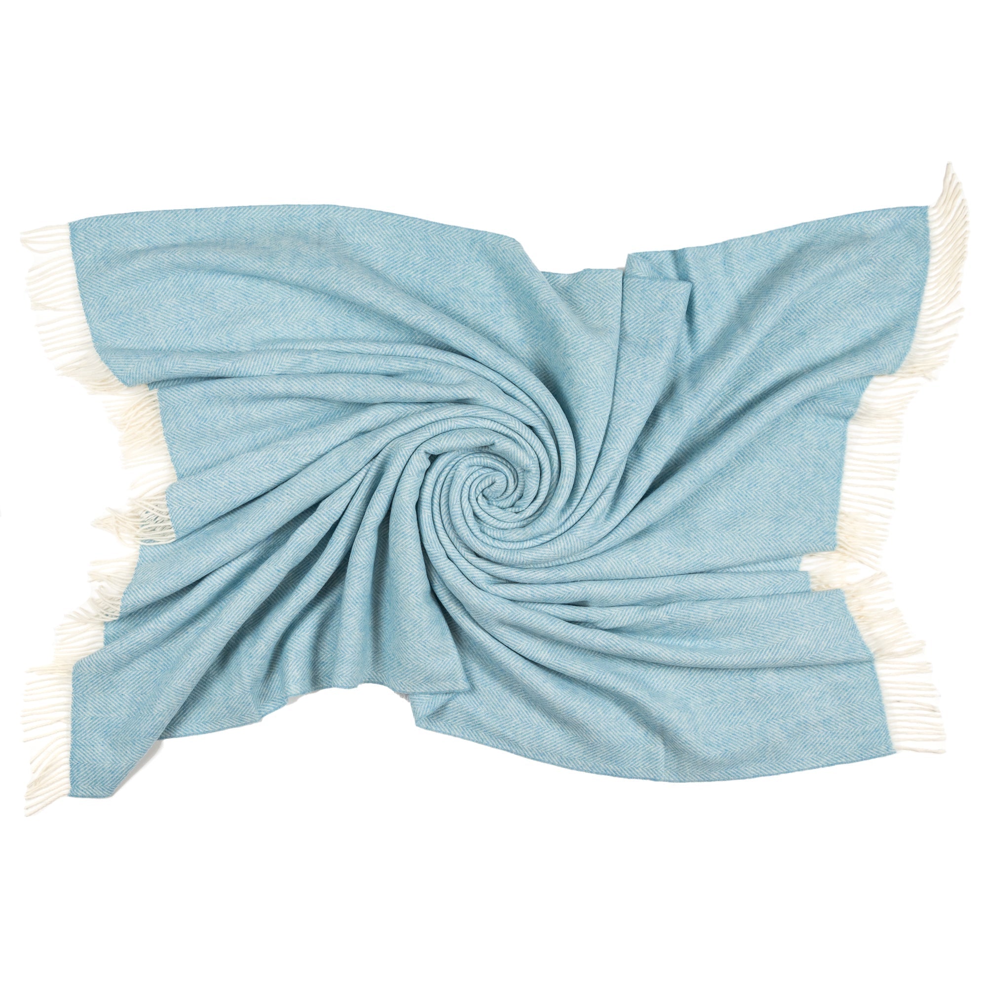 Southampton Home Merino Wool Herringbone Throw (Sky Blue)