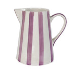 Ceramic Stripe  Pitcher, Purple- 8.25 x 8.25 x 8 Inches
