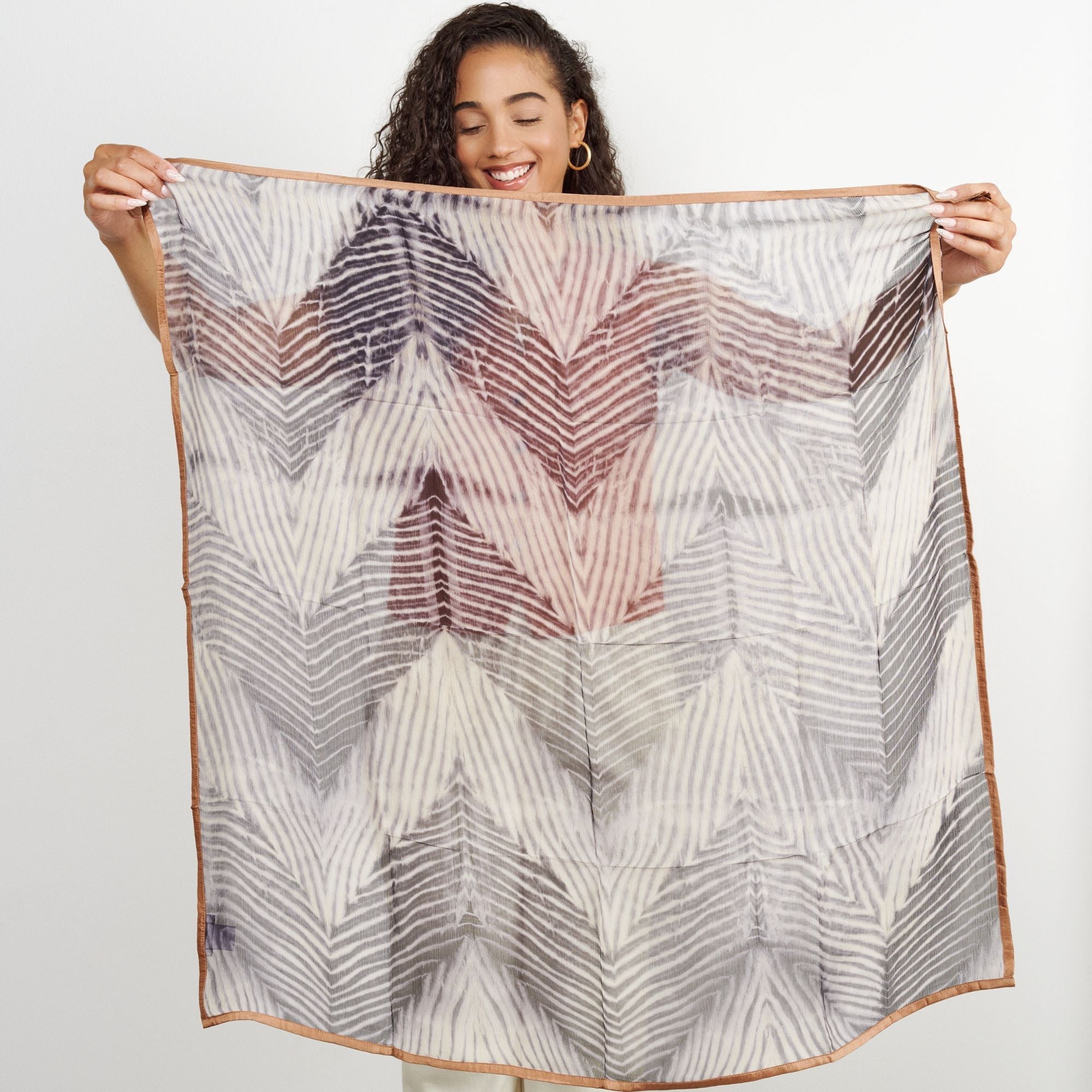 Samu Hand Crafted  Shibori Print Silk Chiffon Sqaure Scarf