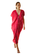 Madella Hand Dyed Kaftan Dress in Tomato
