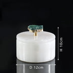 Luxury Natural Jade Marble Storage Jar With Lid for Candy Jewelry Cosmetics