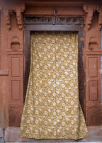 Block Print Curtain, Naturally Dyed Window Panel - Hope Floral 84"