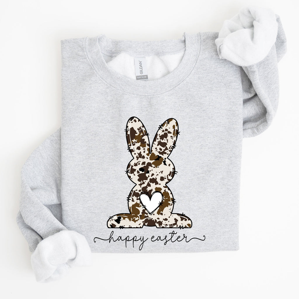 Easter Bunny, Happy Easter Rabbit, Cow Print Sweatshirt - Che Cose Belle
