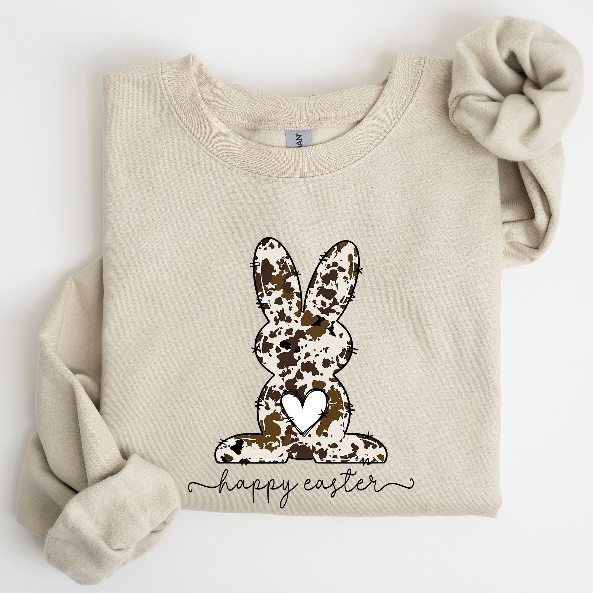 Easter Bunny, Happy Easter Rabbit, Cow Print Sweatshirt - Che Cose Belle