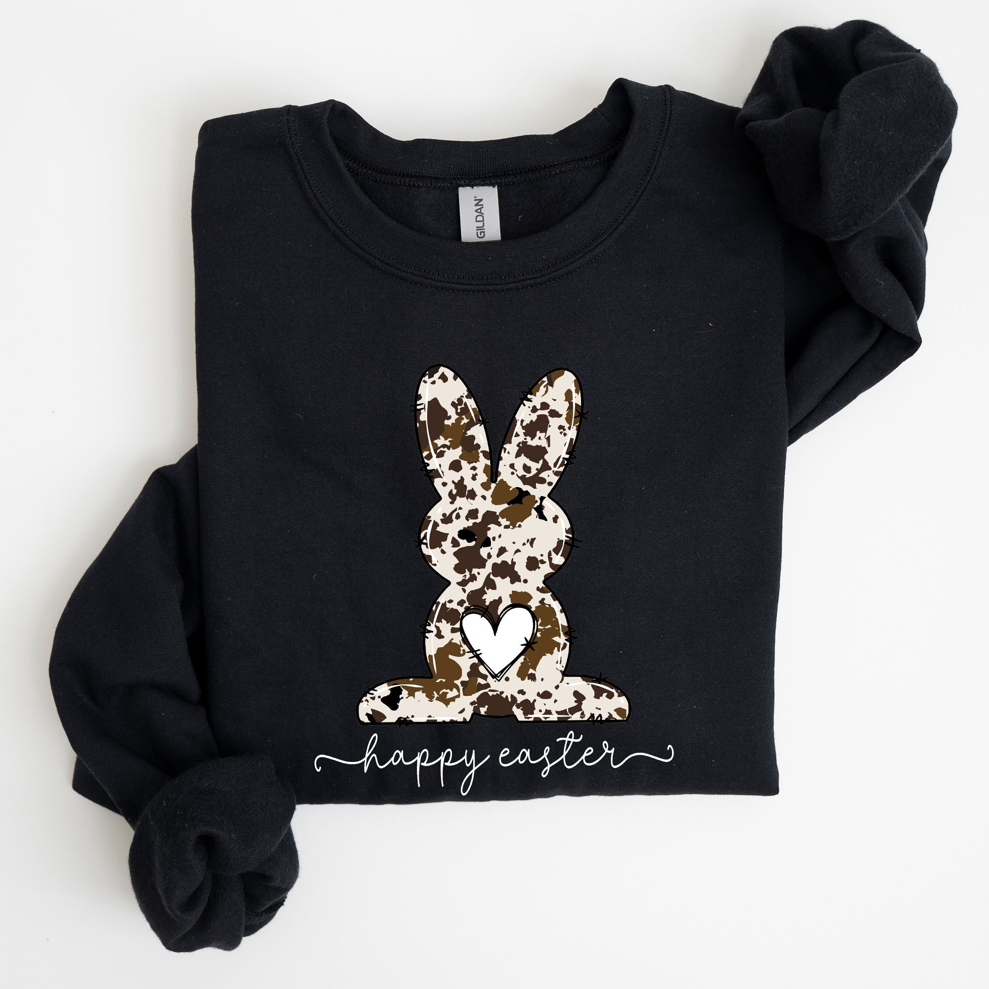 Easter Bunny, Happy Easter Rabbit, Cow Print Sweatshirt - Che Cose Belle
