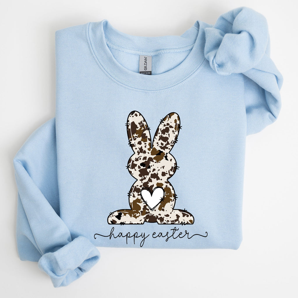 Easter Bunny, Happy Easter Rabbit, Cow Print Sweatshirt - Che Cose Belle