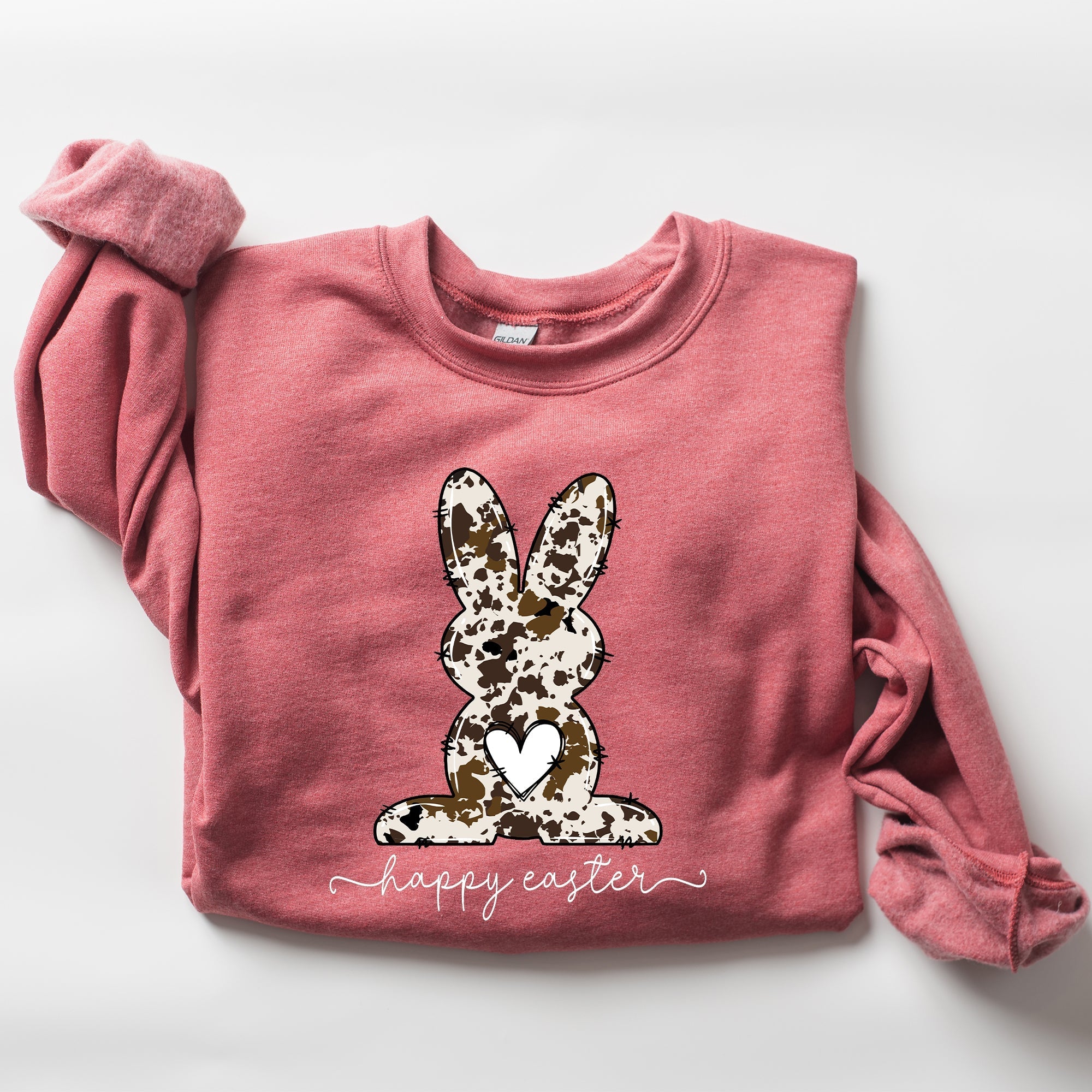 Easter Bunny, Happy Easter Rabbit, Cow Print Sweatshirt - Che Cose Belle