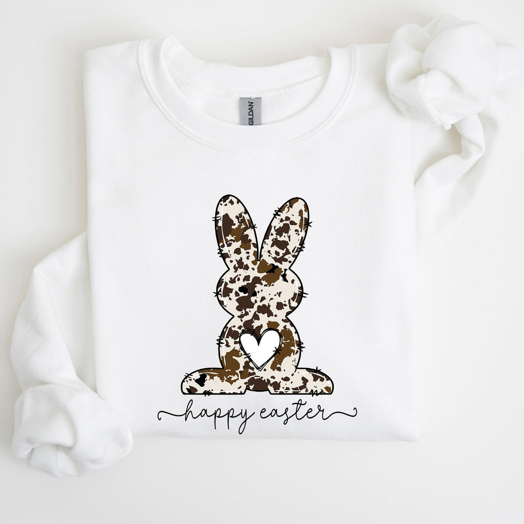 Easter Bunny, Happy Easter Rabbit, Cow Print Sweatshirt - Che Cose Belle