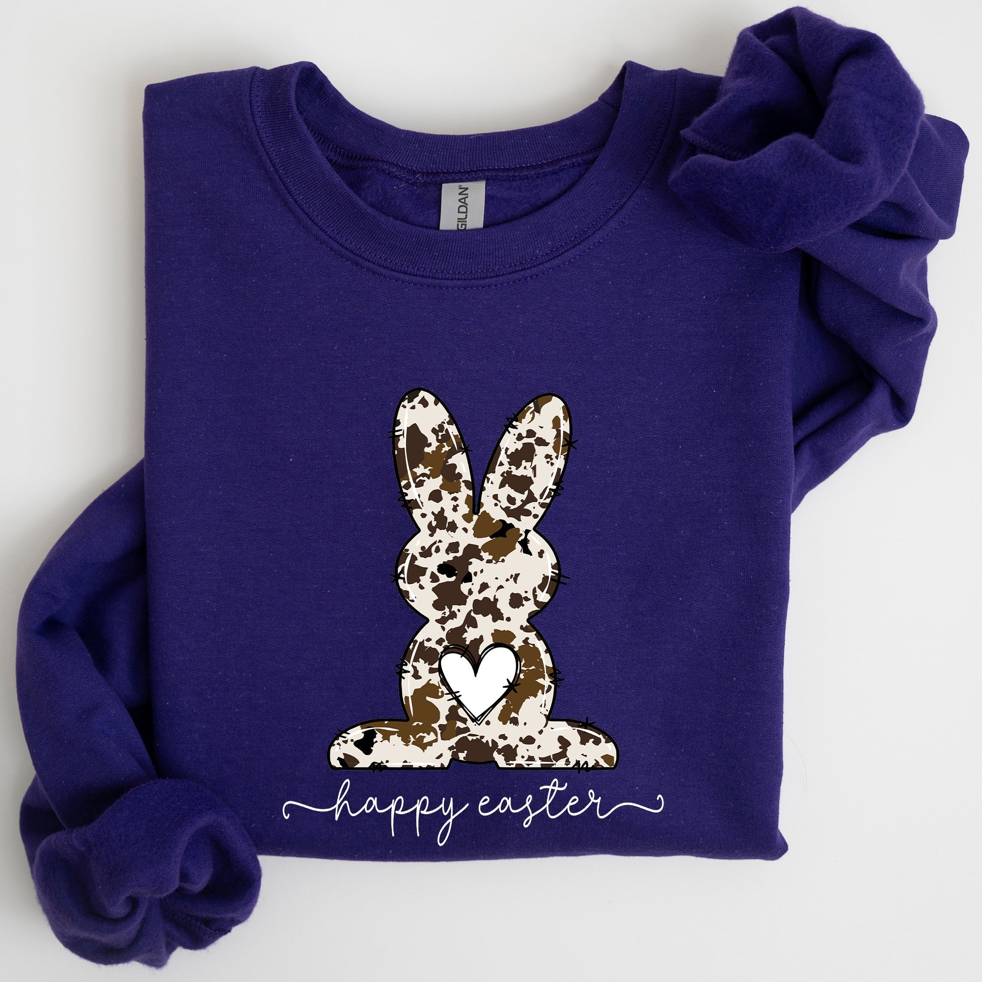 Easter Bunny, Happy Easter Rabbit, Cow Print Sweatshirt - Che Cose Belle
