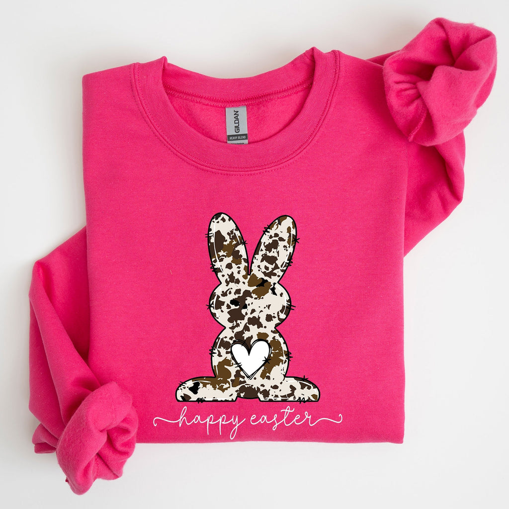 Easter Bunny, Happy Easter Rabbit, Cow Print Sweatshirt - Che Cose Belle